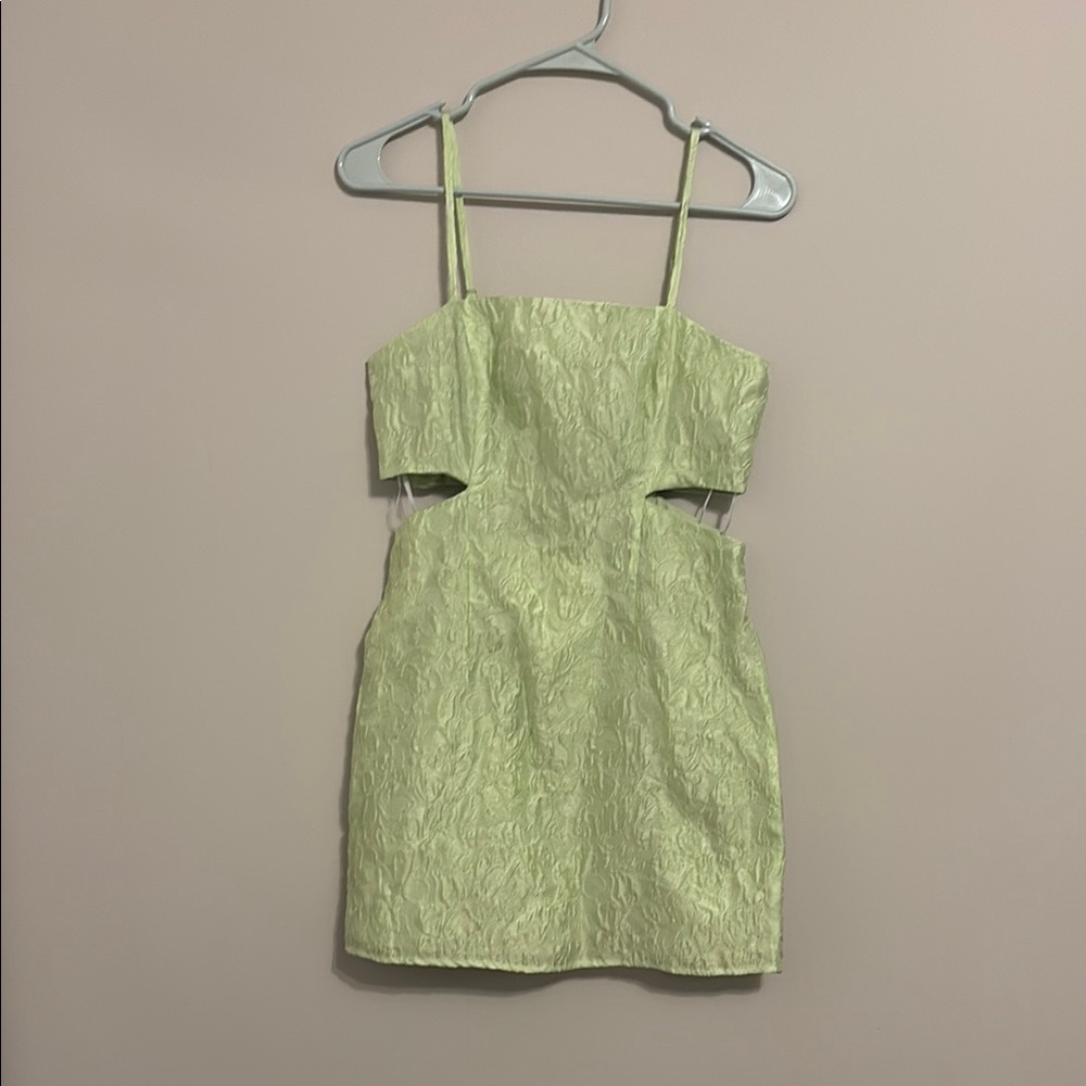 Lulu's Green Sheath Mini Dress with Cutout Details